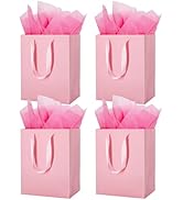 MOXARYSU 4 Pcs Medium Pink Gift Bags: 8x5x10 Inches Gift bags With Handles Party Favor Bags With ...