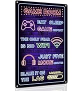 ALKB Funny Gaming Sign Metal Poster Gift for Boys Gamer Room Decor 8 x 12 Inch