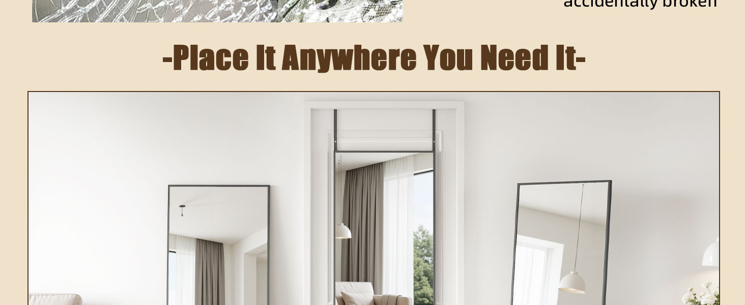 Antok Door Mirror, Full Length Mirror Over The Door, 49'' x 15'' Hanging Mirrors, Wall Mirrors