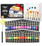 Shuttle Art 48 Pack Acrylic Paint Set, 30 Colors Acrylic Paint (36ml) with 10 Brushes 5 Canvas 1 ...