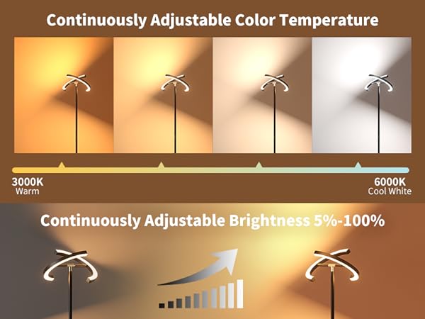 Tall Lamp with Continuously Adjustable Brightness and Color Temperature