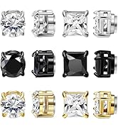 NEWITIN 6 Pairs Stainless Steel Magnetic Stud Earrings for Men Clip on Earring Magnetic Earring U...