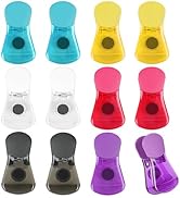 12Pcs Bag Clips with Magnet, Assorted Colors Chip Clips, Food Snack Package Clips, Plastic Wide C...