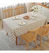Alsoo Checkered Tablecloth Rectangle Cotton Linen Fabric Gingham Table Cloth Buffalo Plaid Table ...