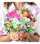 Birthday Cards, Light and Music Happy Birthday Card, Daisy and Butterfly, 10 Inch Life Sized Fore...
