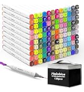 Halobios 120 Colors Alcohol Markers Set, Dual Tip Fine & Chisel Drawing Markers Alcohol Marker wi...