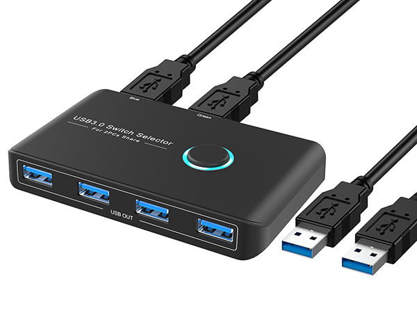 USB Switch 4 Puertos con luces indicadoras de botón y LED conmutador KVM USB Switch Switch USB 3.0