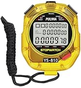 PULIVIA Stopwatch Timer 10 Splits/Laps Digital Stop Watch for Sports, Countdown Alarm Clock Date ...