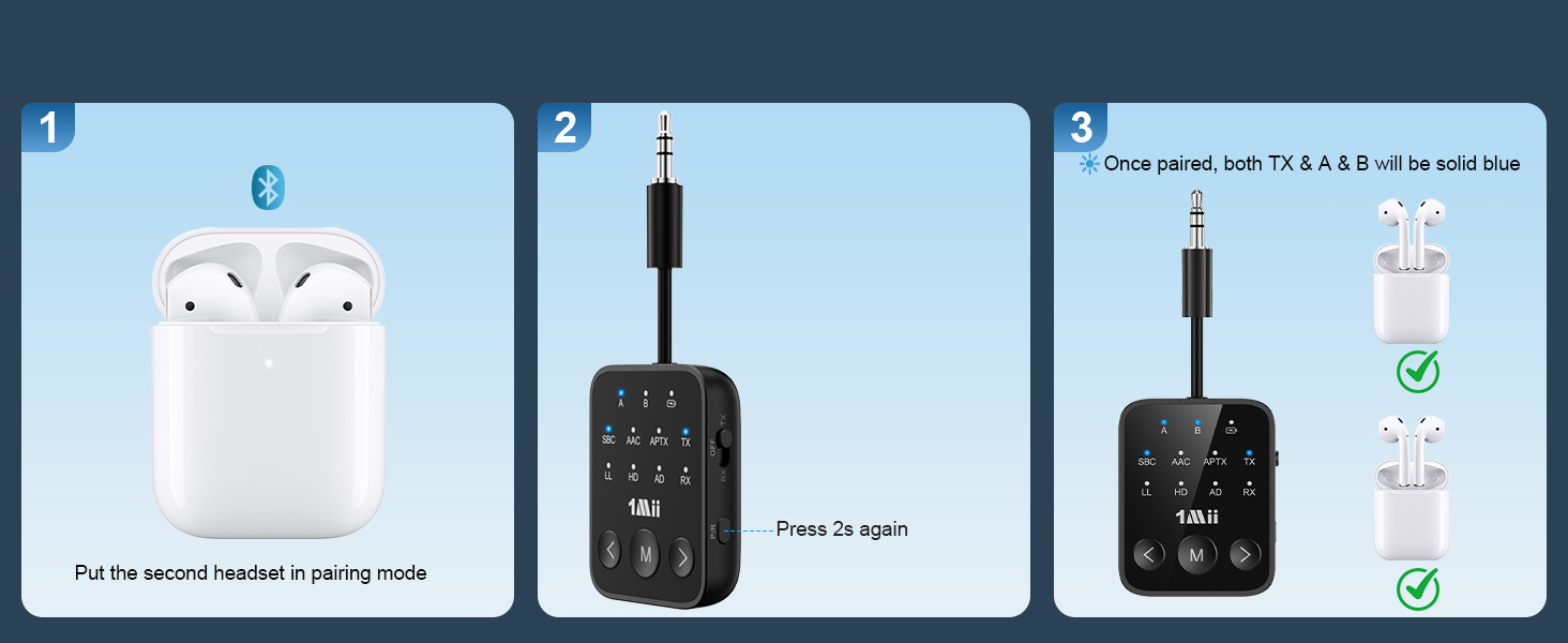 bluetooth transmitter for 2 headphones