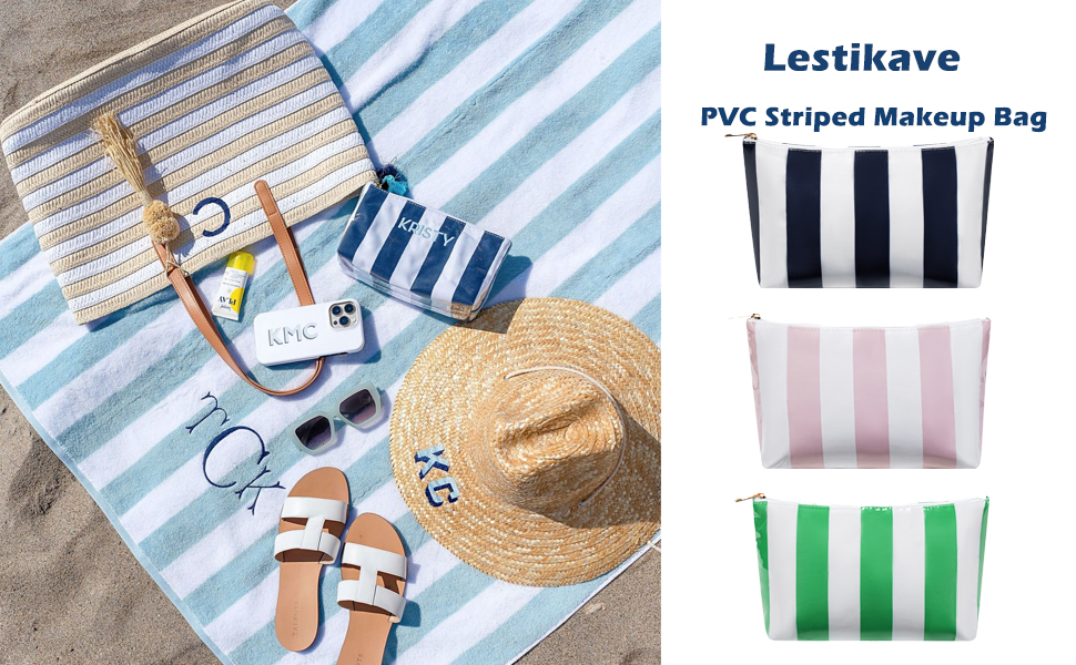 Waterproof Striped Makeup Bag
