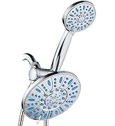 Antimicrobial/Anti-Clog High-Pressure 30-setting Rainfall Shower Combo by AquaDance with Microban...