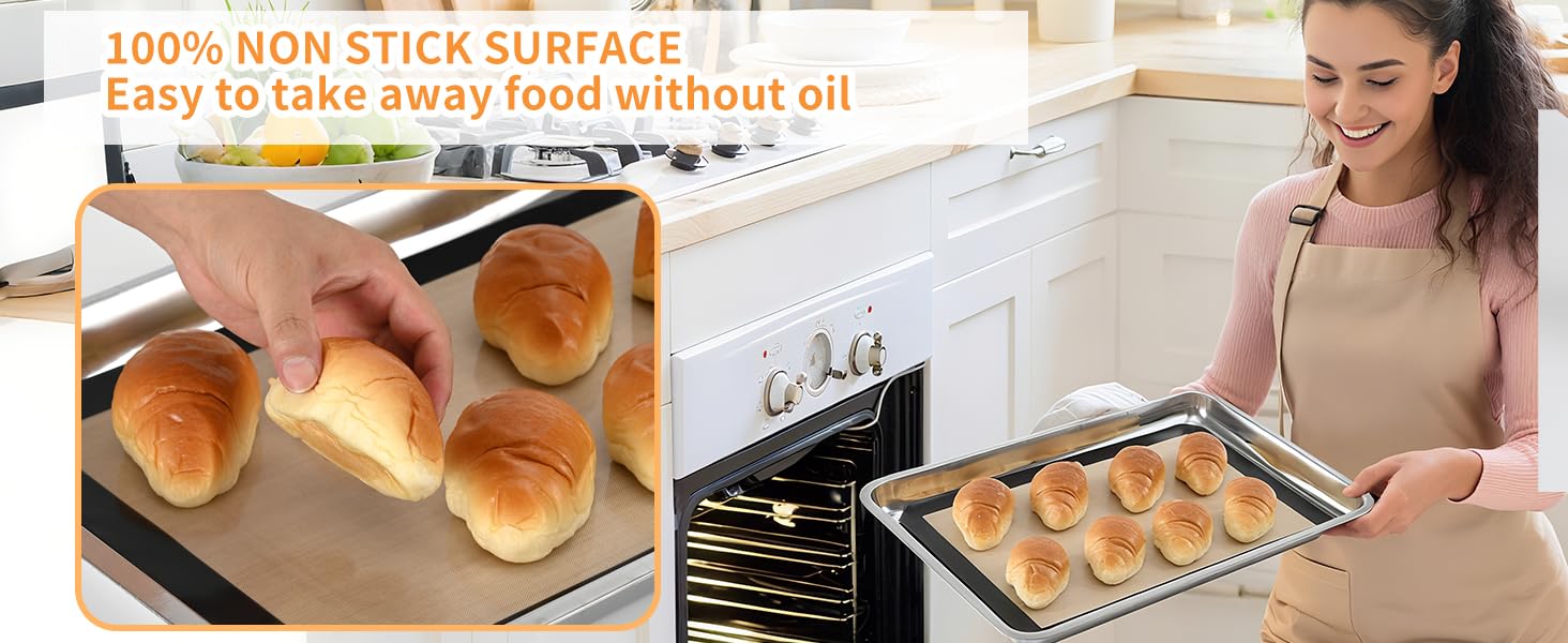 nonstick surface silicone baking mat easy to remove food without oil dishwasher safe reusable