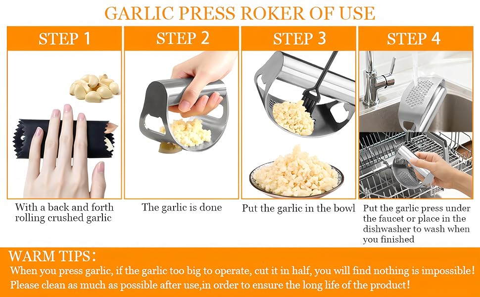 garlic press rocker stainless steel