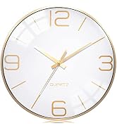 12 Inch Silent Modern Wall Clocks Battery Operated, Wall Clock for Living Room Décor,Gold...