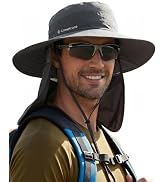Camptrace UPF 80+ Sun Hats for Men Women Wide Brim Sun Protection Mesh Hat with Neck Flap Fishing...