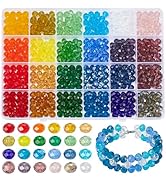 PH PandaHall 24 Colors Crystal Glass Beads 600pcs Rainbow Faceted Beads 8mm Rondelle Beads Loose ...