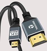 Thsucords 8K Micro HDMI to HDMI Cable 1.6FT, Flexible Soft & Slim Micro HDMI 2.1 Cord 48Gbps High...