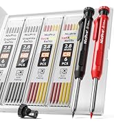 Nicpro Carpenter Pencil with Sharpener, Mechanical Pencils Set with 26 Refills, Deep Hole Marker ...