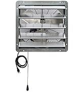 iLiving Wall Mounted Shutter Exhaust Thermostat Control-3 Speeds Vent Fan for Home Attic, Shed, o...