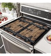 HOMETITUTE Stove Top Covers Pad Dish Drying Mat 28 x 20 inches Retro Style Wooden Door Mat Stove ...