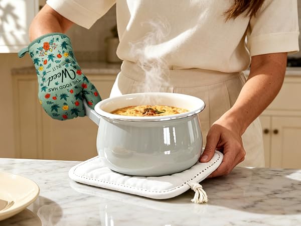 funny oven mitt+pot holder