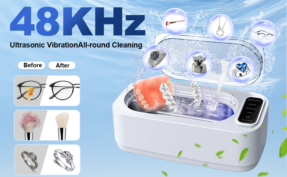 Ultrasonic Jewelry Cleaner, 48KHz Ring Cleaner Ultrasonic