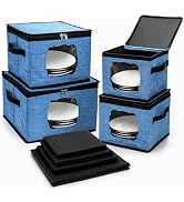 ZAVOOS 4 Size China Storage Containers, Hard Shell Quilted Plates Moving Case with Handle Window,...