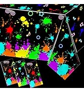 3 Pack UV Reactive Neon Glow Tablecloths 108x54 Inch - UV Activated Party Table Covers Decoration...