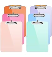 Sooez 6 Pack Plastic Clip Boards 8.5x11, Clipboard with Pen Holder & Low Profile Clip, Nursing Cl...