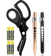 MEUUT 3 Pack Medical Scissors and penlights for Nurses with Four Batteries-One 8