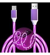 LED Micro USB Cable,6.6FT 3A Light Up Android Charging Cable, Fast Charging Cable with Data Sync,...