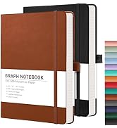 RETTACY Graph Grid Paper Notebook, 2-Pack, 192 Pages per Pack, A5 Medium Size (5.7'' x 8.3''), Le...