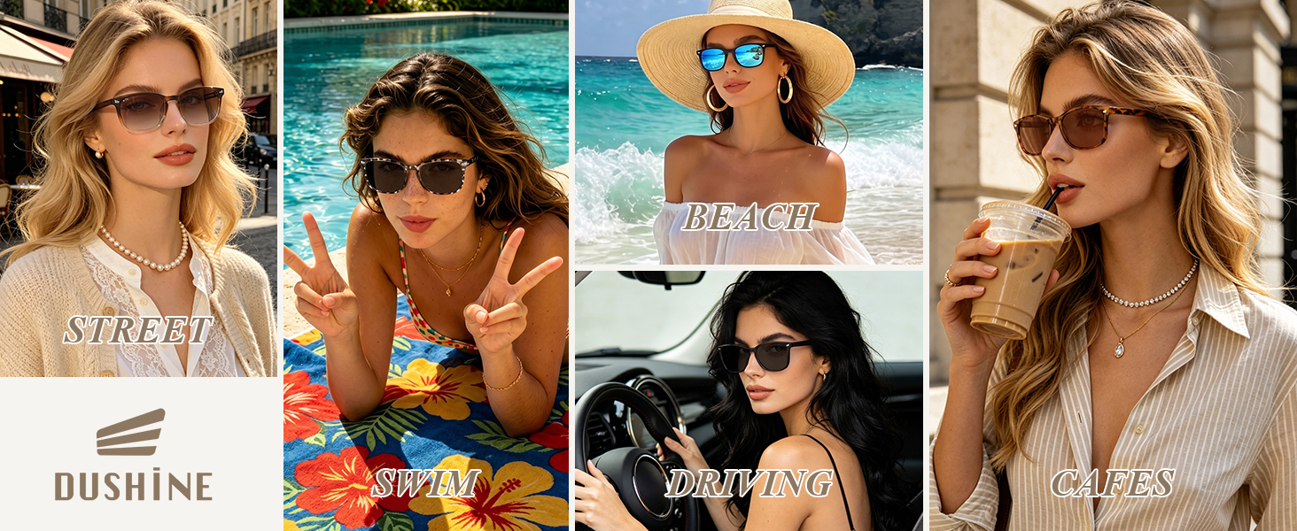 women polarized sunglasses UV400 driving beach hiking shopping versatile lightweight retro rectangle