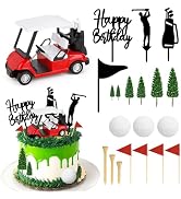 Hooqict 21 Pieces Golf Cake Decorations with Mini Cart, Ball, Clubs, Red Flag Golf Cake Toppers &...