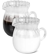 Loscarol 2 Pcs Creamer Pitcher, Elegant Wave Shaped Glass Milk Pitcher, for Coffee, Tea, Serving ...