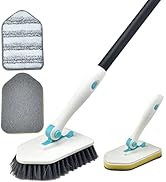 Shower Cleaning Brush with Long Handle, 3 in 1 Tub and Tile Scrubber Brush with 50.4'' Extendable...