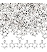 DICOSMETIC 150Pcs Star of David Charms 14.5x10.5mm Alloy Hollow Star Charms Antique Silver Jewish...