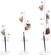 Waavryee Modern Metal Coat Rack Stand, Coat Rack Freestanding with Natural Marble Base,Sturdy Hea...
