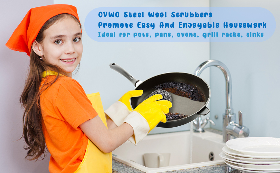 OVWO's Scrubbers Promote Easy And Enjoyable Housework, ideal for pot, pan, oven, grill rack, sink