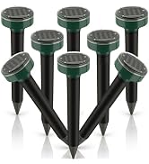 Mole Repellent Solar Powered, 8 Pack Gopher Repellent Outdoor for Yard, Ultrasonic Deterrent Stak...