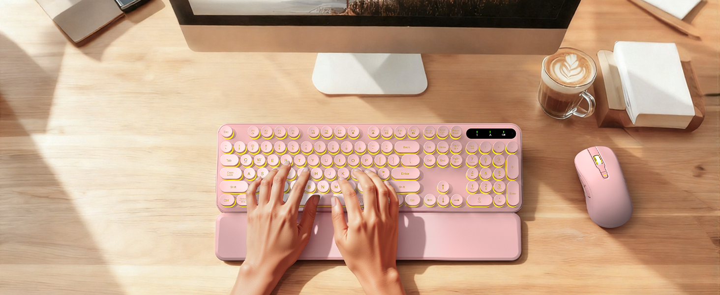 This cute wireless keyboard and mouse making typing more enjoyable and efficien
