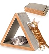 Nicunom 3-Sided Vertical Cat Scratching Post, Cat Scratcher Foldable, Triangle Cat Scratching Boa...
