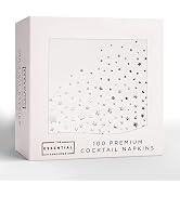 Stylish 5x5 Inch Silver Star Napkins - 100 Pack of White and Silver Cocktail Napkins - Disposable...