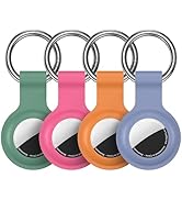 Compatible with AirTag Holder Case Keychain 4 Pack,for AirTag 2nd & 1st Generation Key Chain Ring...