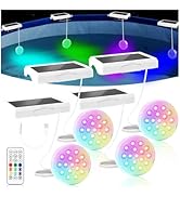 BOXPSII Solar Pool Lights for Inground Pools, Upgraded USB Rechargeable IP68 Waterproof Underwate...