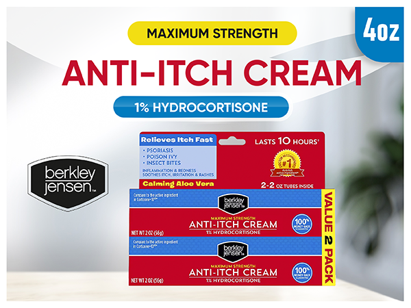 Berkley Jensen Maximum Strength Anti-Itch Hydrocortisone 1% Cream 2 of 2 oz. Tubes