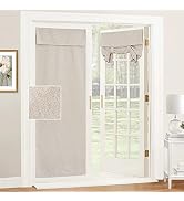 RYB HOME Tricia Room Darkening Curtains for French Door, Nature Linen Blended Privacy Roll Up Doo...