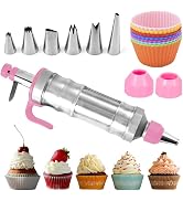 FANTEXY Dessert Decorating Syringe Set, Stainless Steels Cake Decorating Tools 6 Piping Icing Noz...