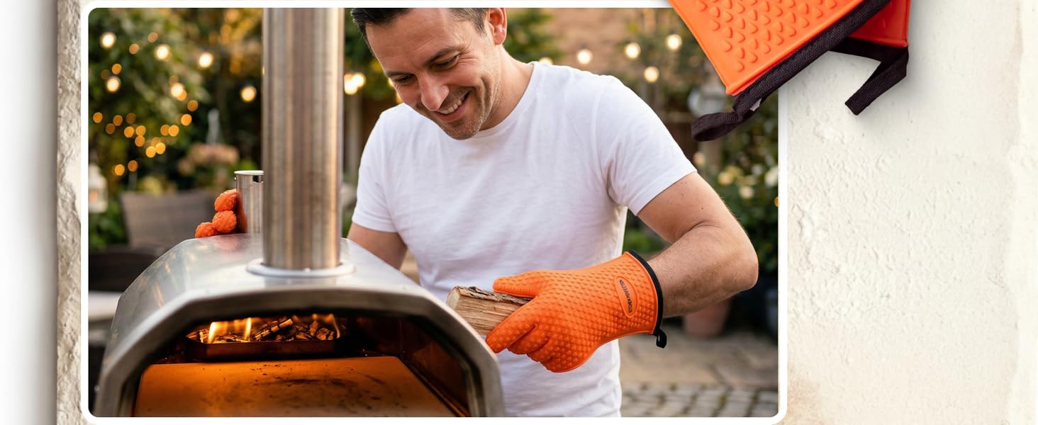 KITCHEN PERFECTION Silicone Pizza Oven Gloves -Extreme Heat Resistant Gloves