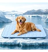 JOLLYVOGUE Cooling Mat for Dogs, 44" x 32" - Large Dog Cooling Pad, Wavy Quilted Kennels Bed with...